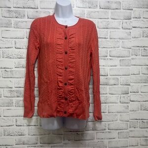 Eddie Bauer Button Front Orange Cardigan Medium